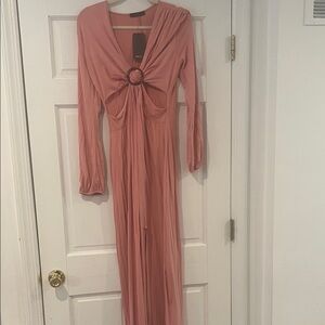 Elegant Long Sleeve Dress in Dusty Pink